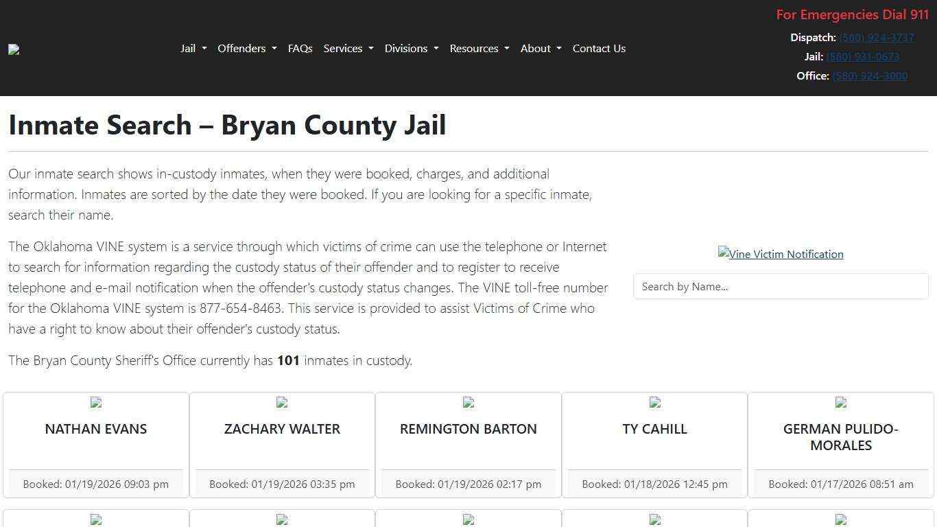 Inmate Search | Bryan County Sheriff's Office
